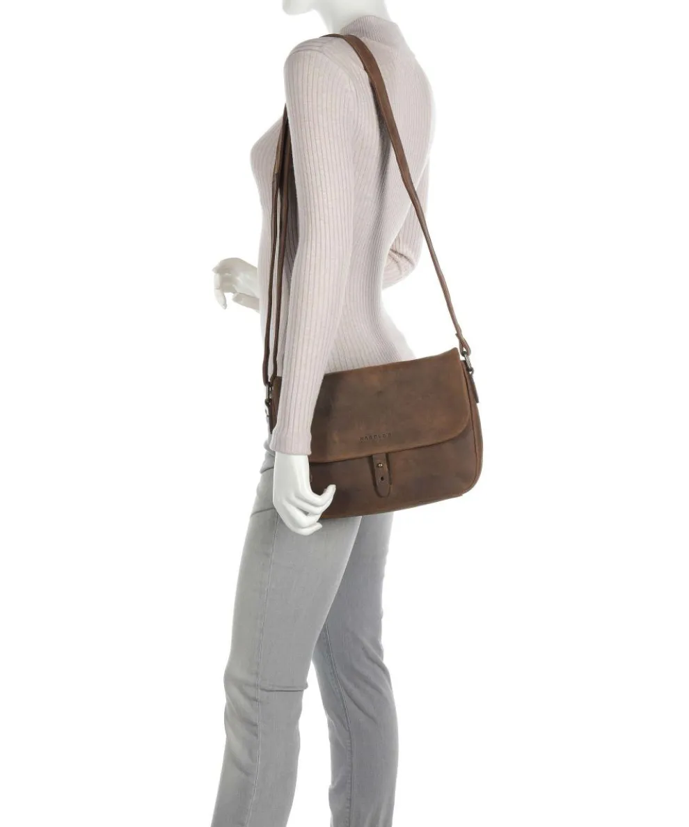 Antic Schultertasche genarbtes Leder braun