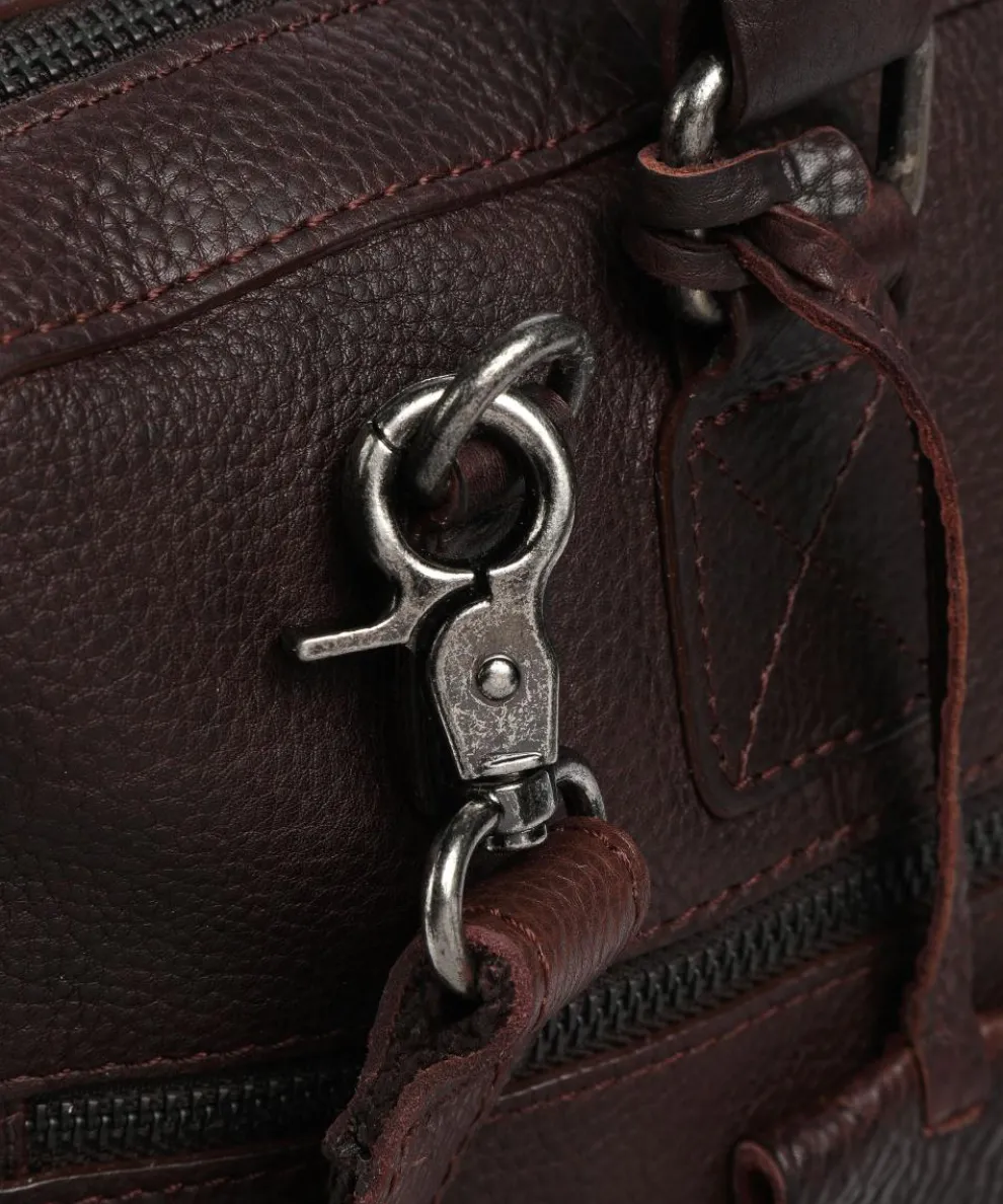 Antique Avery Aktentasche 14″ genarbtes Leder dunkelbraun