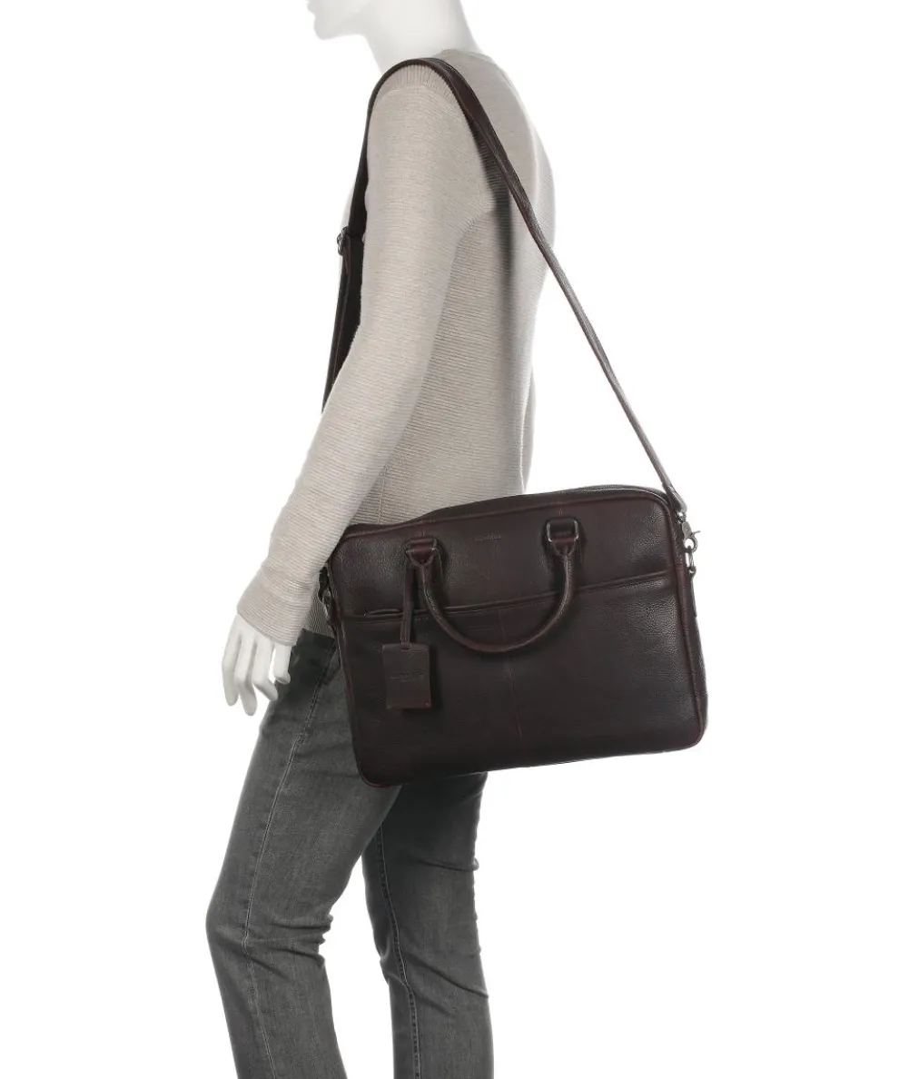 Antique Avery Aktentasche 15″ genarbtes Leder dunkelbraun