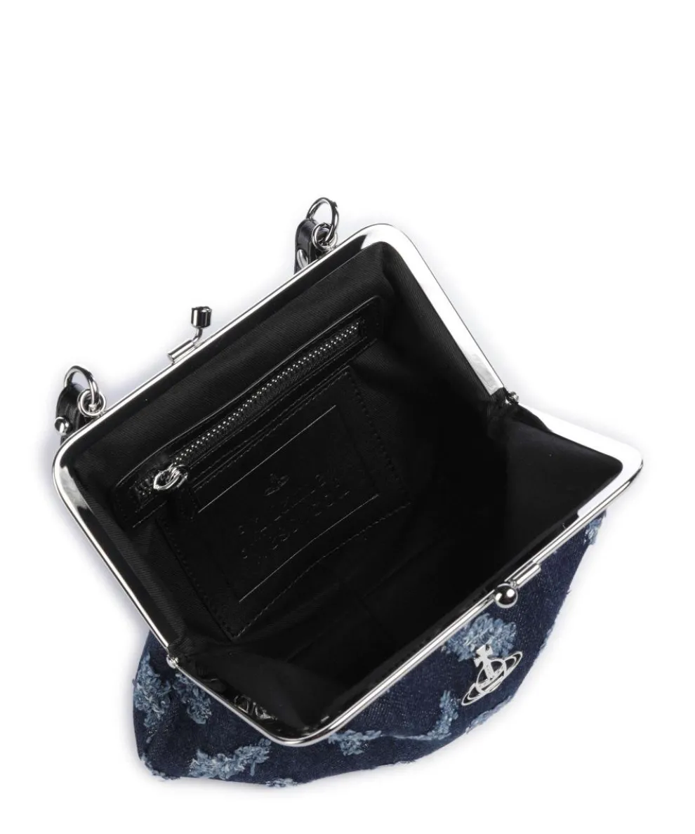 Granny Frame Ripped Denim Umhängetasche Baumwolle dunkelblau