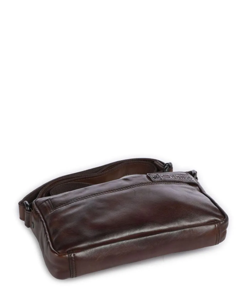 Apache Hubbert Umhängetasche fein genarbtes Leder dunkelbraun