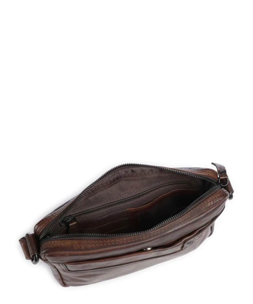 Apache Hubbert Umhängetasche fein genarbtes Leder dunkelbraun