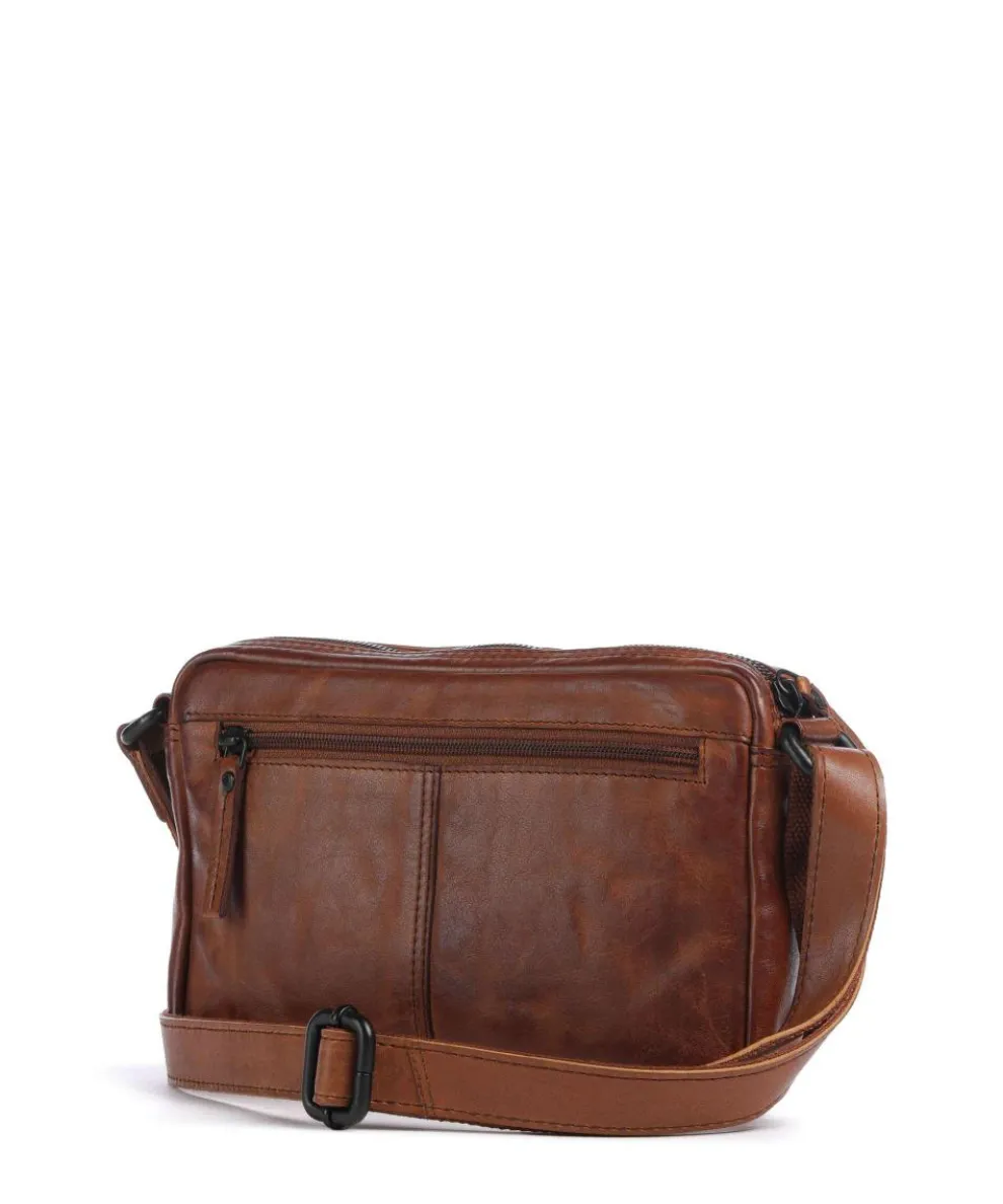 Apache Hubbert Umhängetasche fein genarbtes Leder cognac