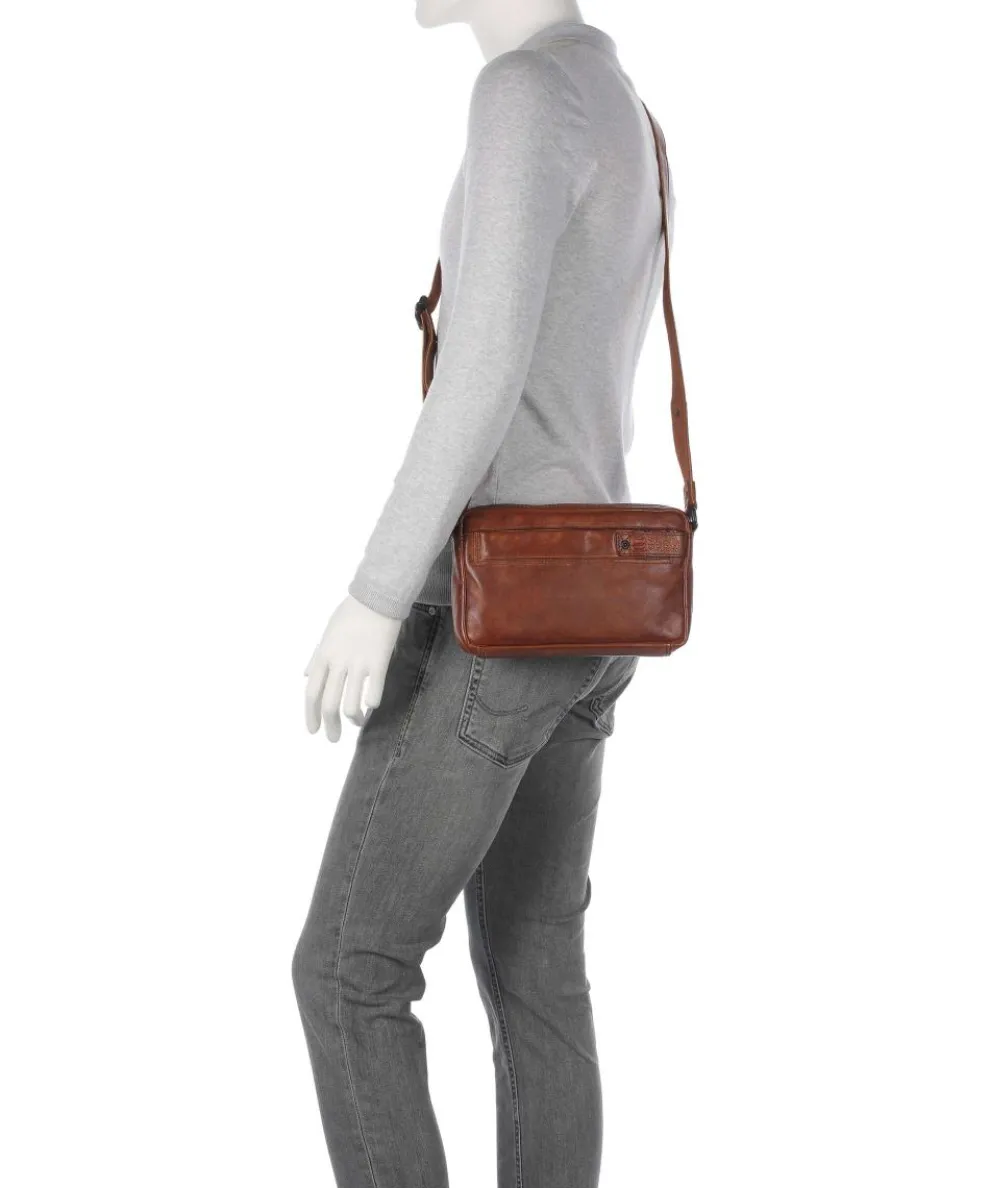 Apache Hubbert Umhängetasche fein genarbtes Leder cognac