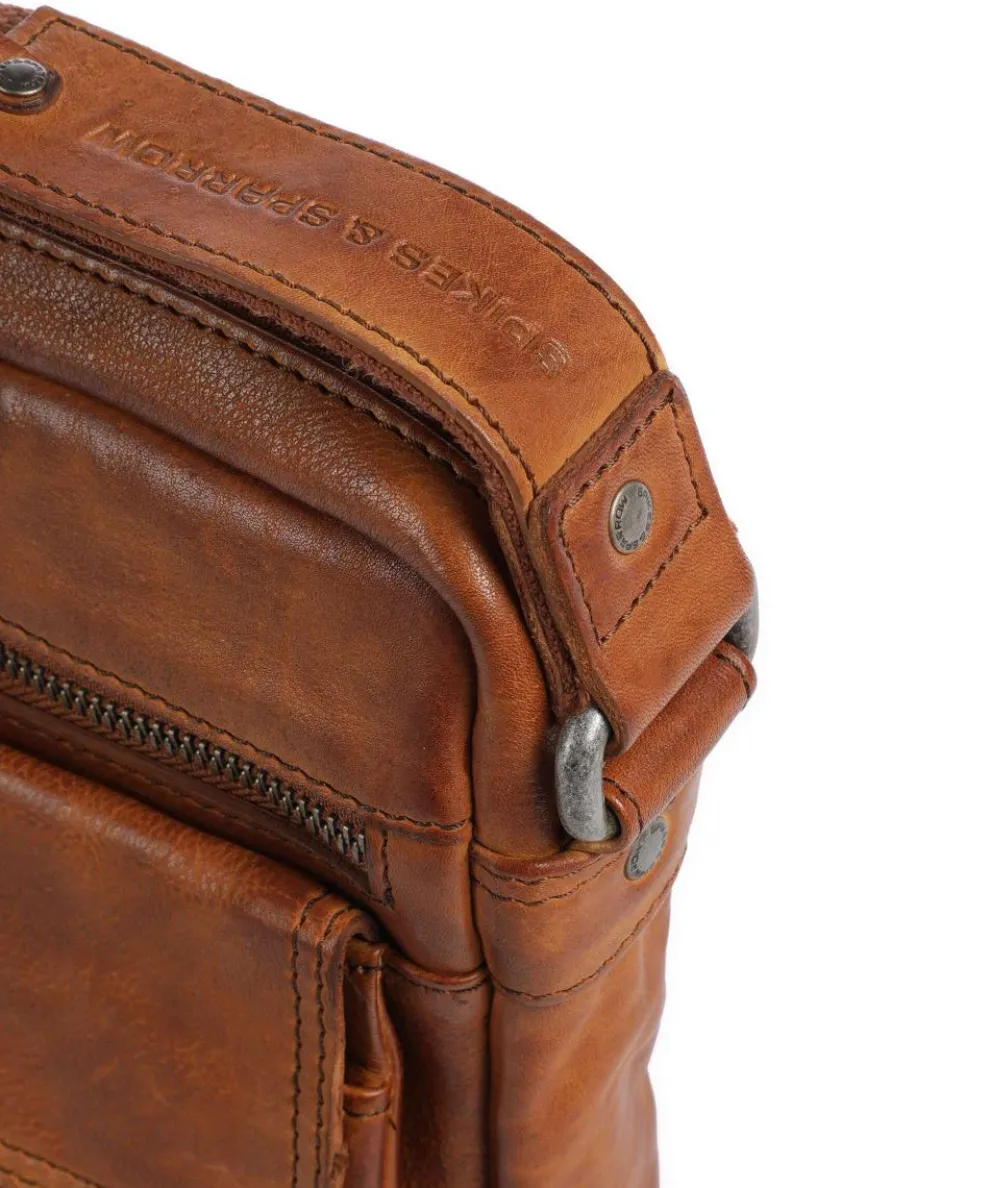 Apache Umhängetasche fein genarbtes Leder cognac