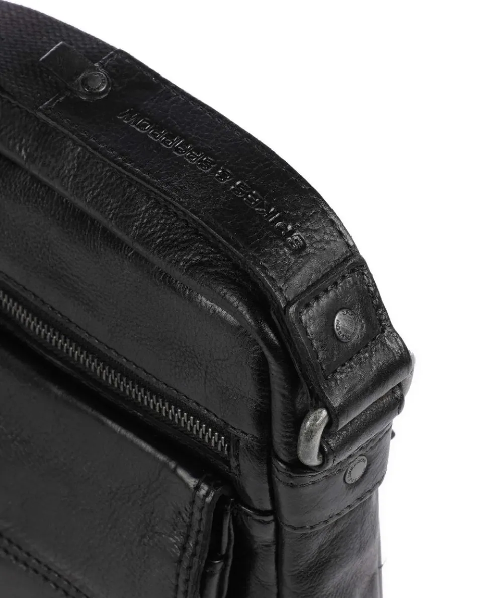 Apache Umhängetasche fein genarbtes Leder schwarz