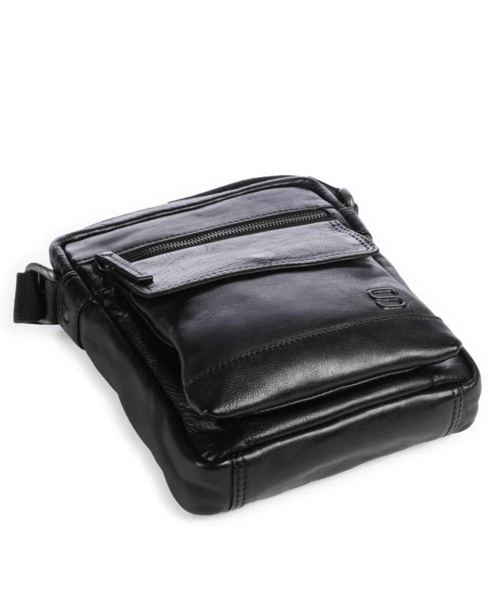 Apache Umhängetasche fein genarbtes Leder schwarz