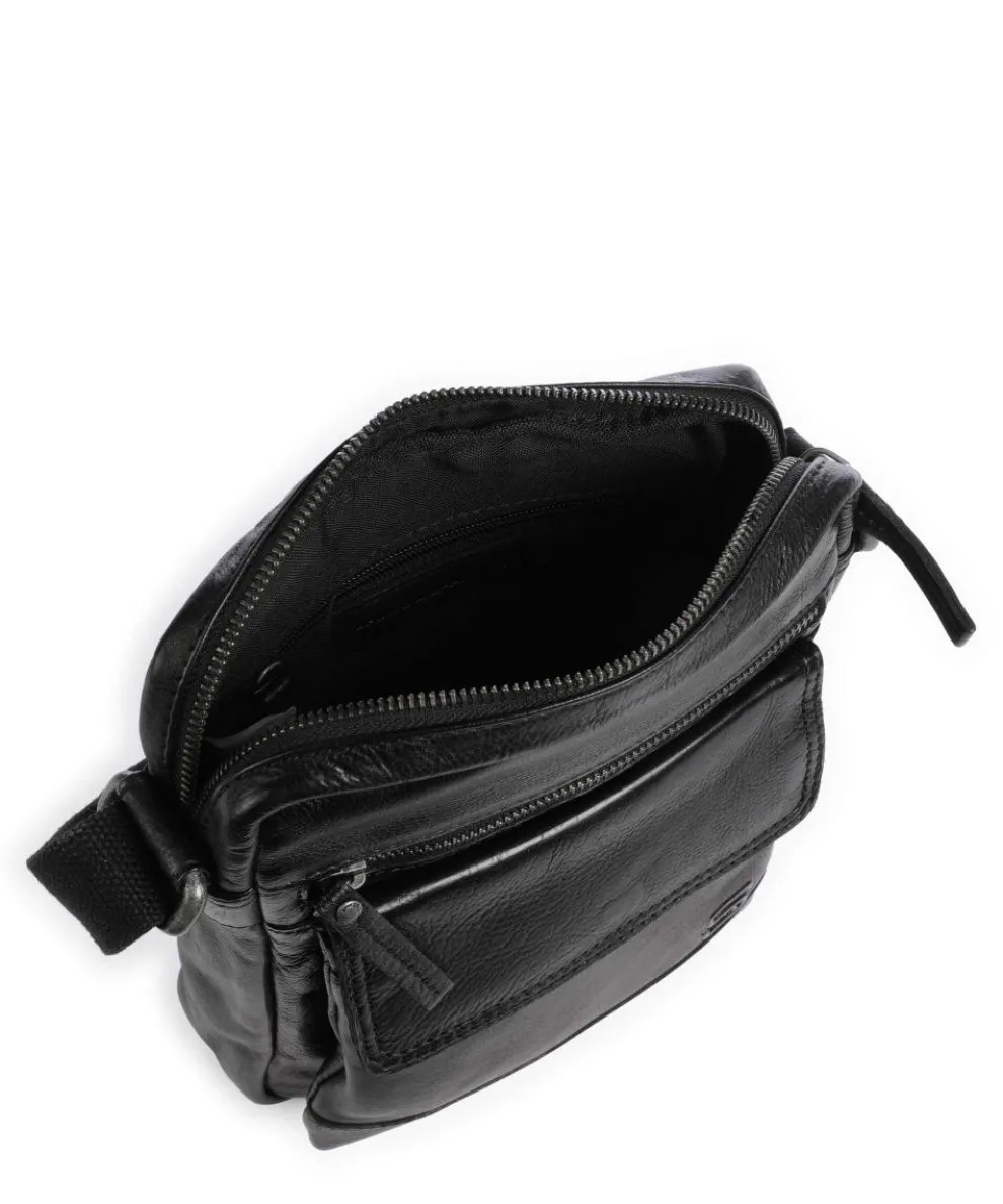 Apache Umhängetasche fein genarbtes Leder schwarz