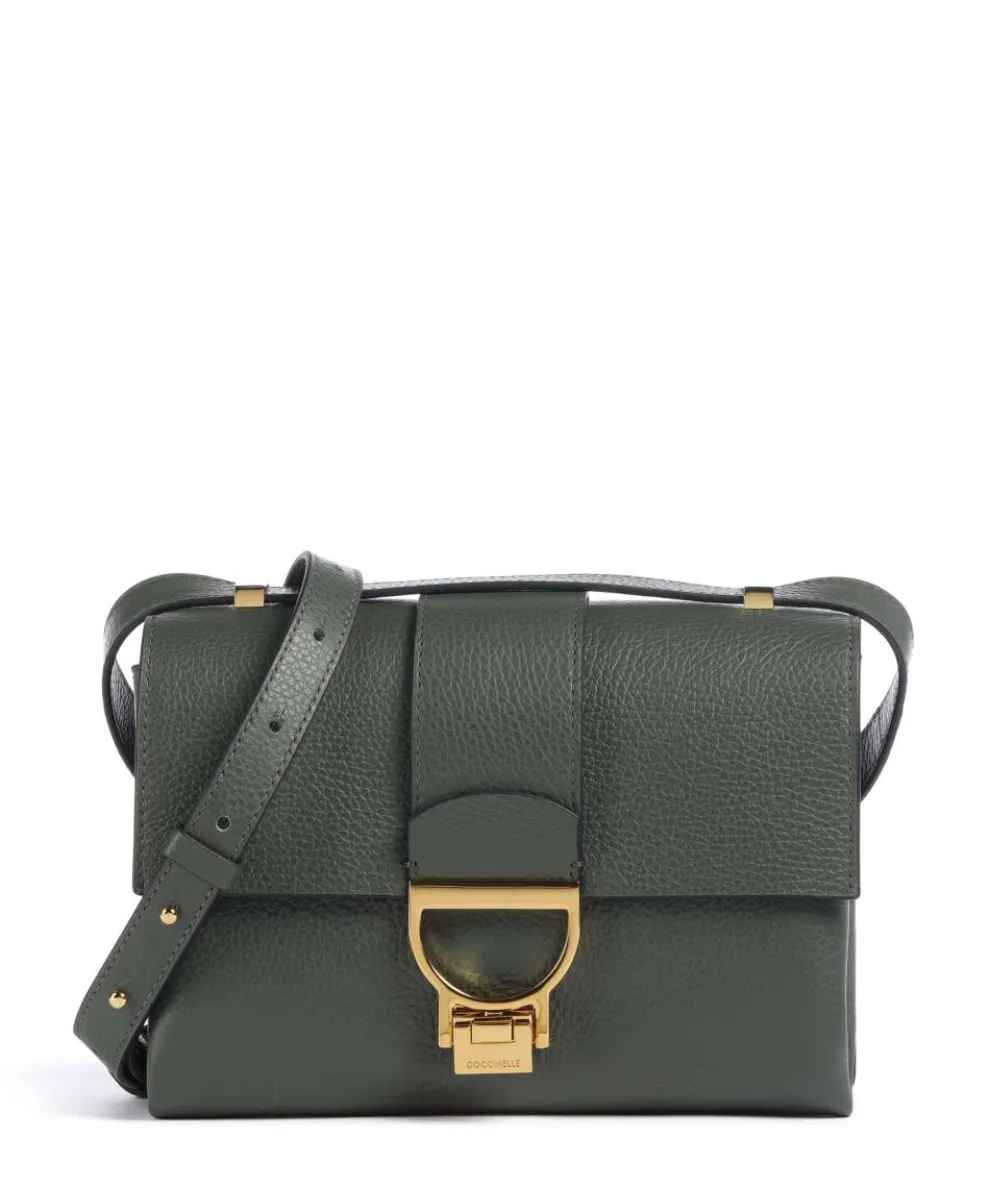 Arlettis Schultertasche genarbtes Leder dunkelgrün