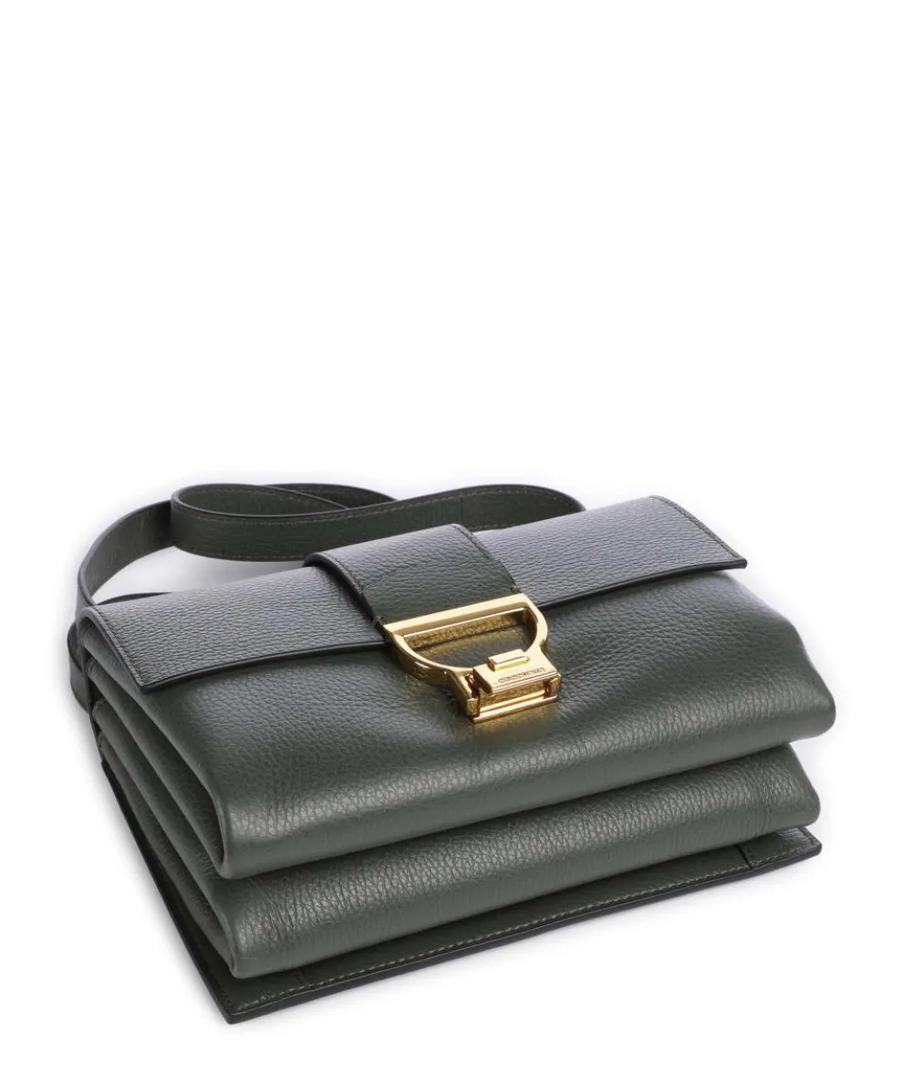 Arlettis Schultertasche genarbtes Leder dunkelgrün