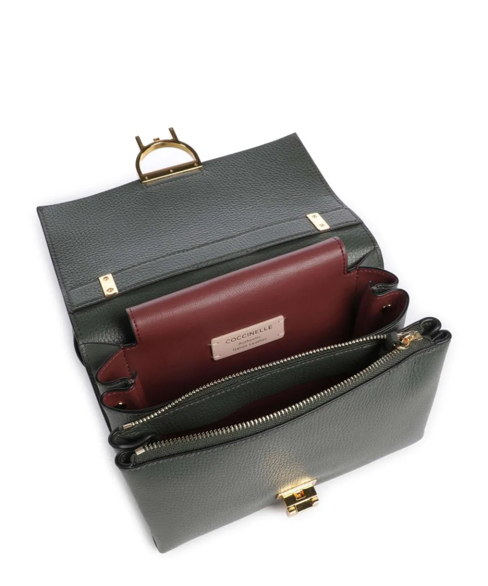 Arlettis Schultertasche genarbtes Leder dunkelgrün