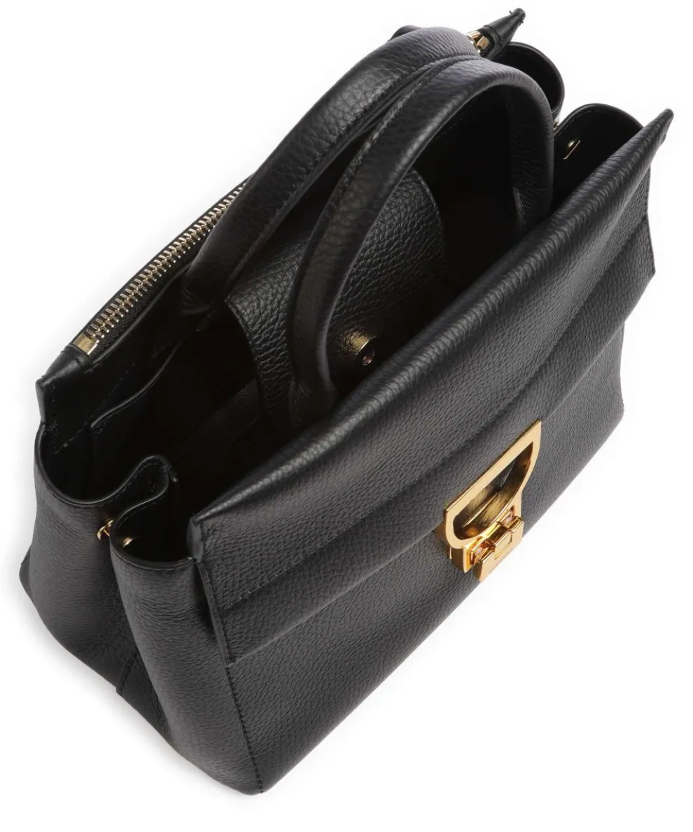 Arlettis Signature Handtasche genarbtes Leder schwarz