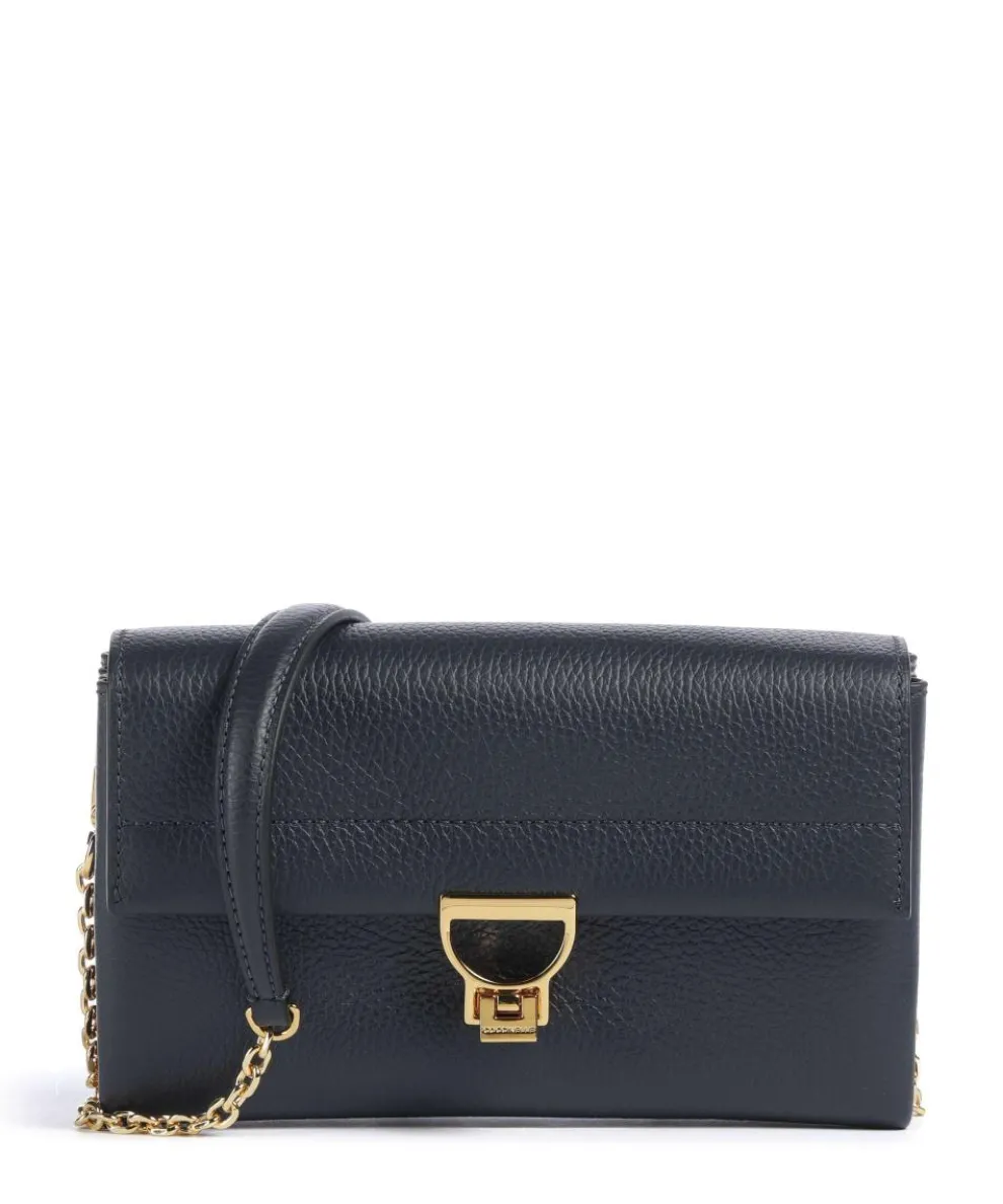 Arlettis Umhängetasche genarbtes Leder dunkelblau