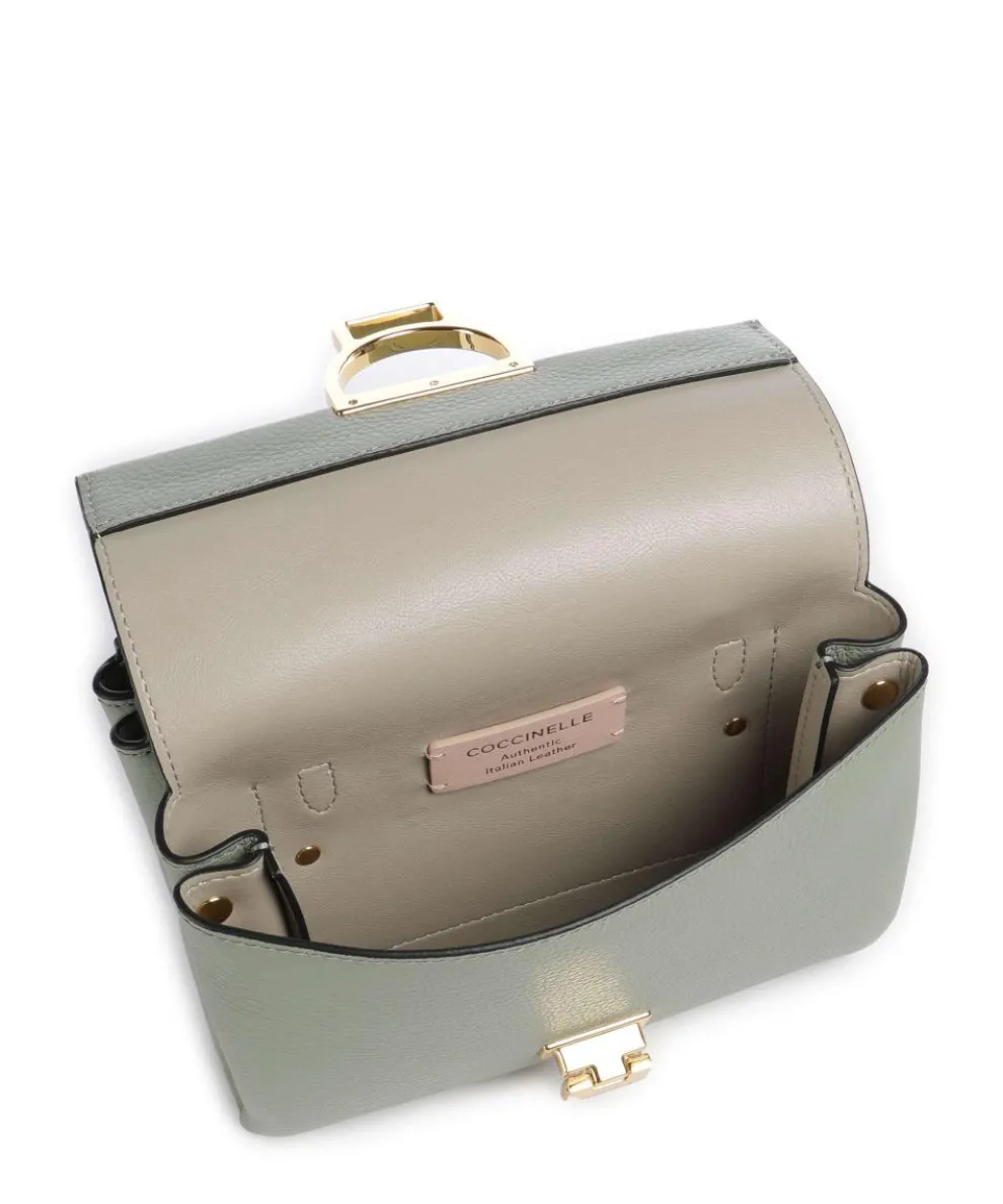 Arlettis Umhängetasche genarbtes Leder graugrün