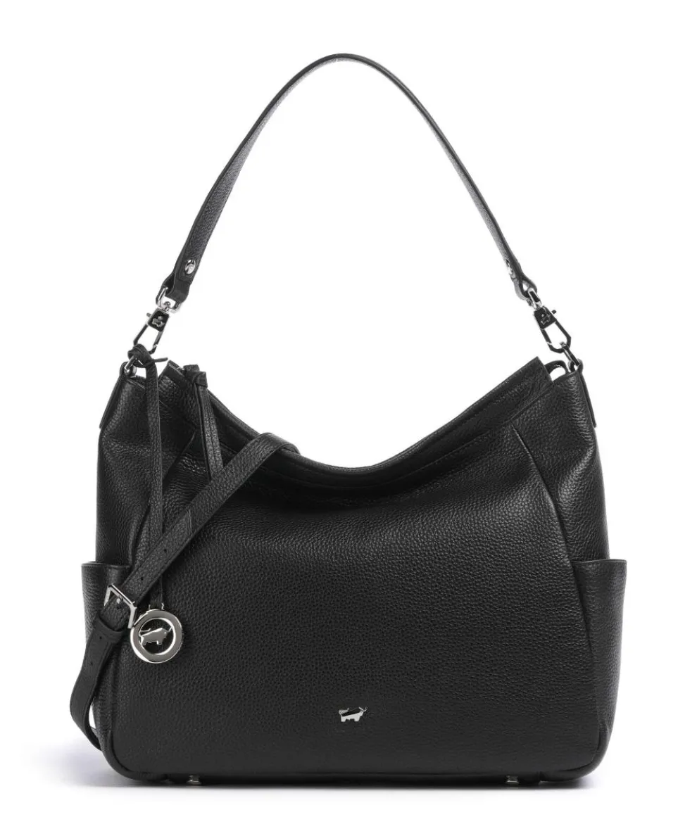 Hanna Beuteltasche genarbtes Rindsleder schwarz