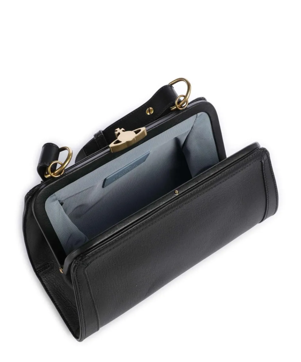 Ascot Frame Aniline Umhängetasche genarbtes Rindsleder schwarz