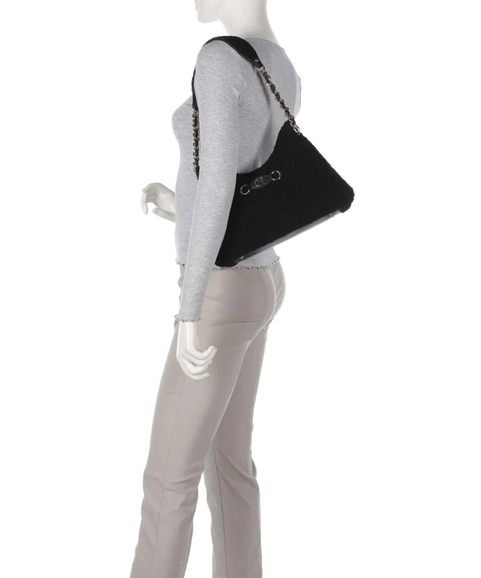 Aslia Shearling Schultertasche Kunstfell schwarz