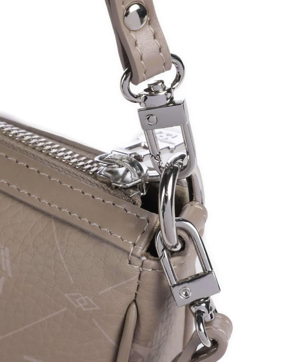 Pecarus Missy Schultertasche genarbtes Kalbsleder taupe
