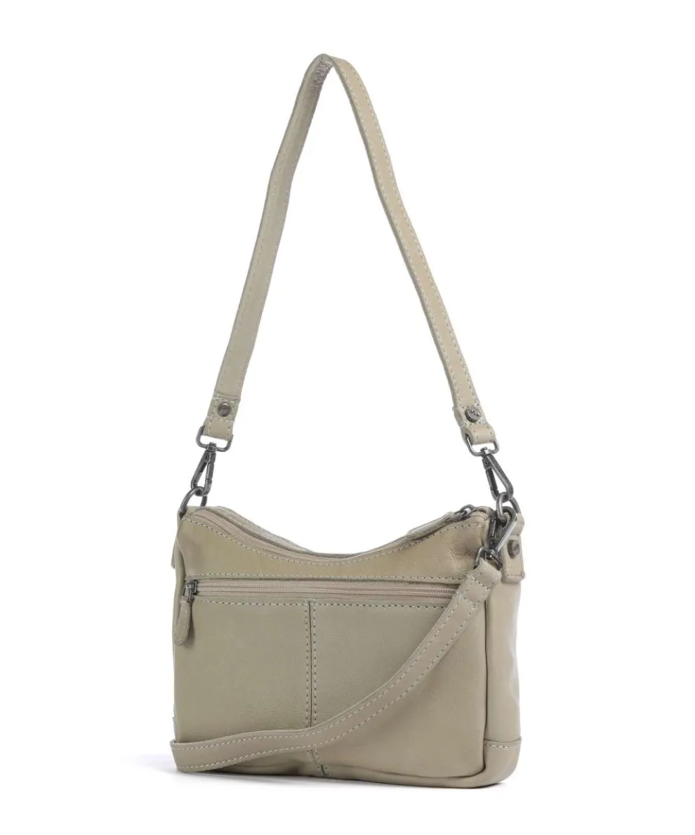 Washed Waxed Cow Irving Schultertasche genarbtes Rindsleder beige