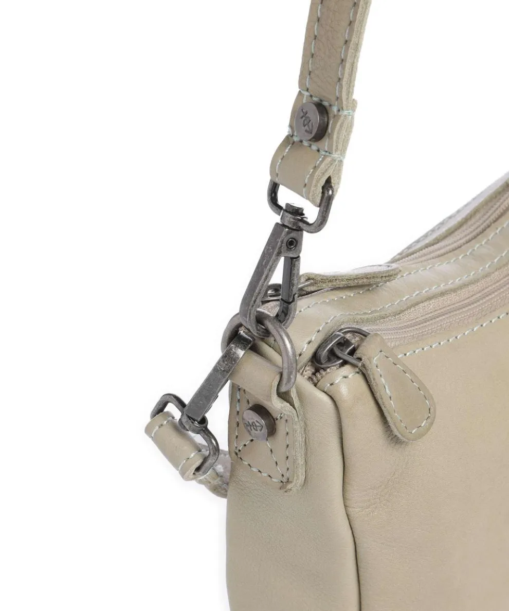 Washed Waxed Cow Irving Schultertasche genarbtes Rindsleder beige