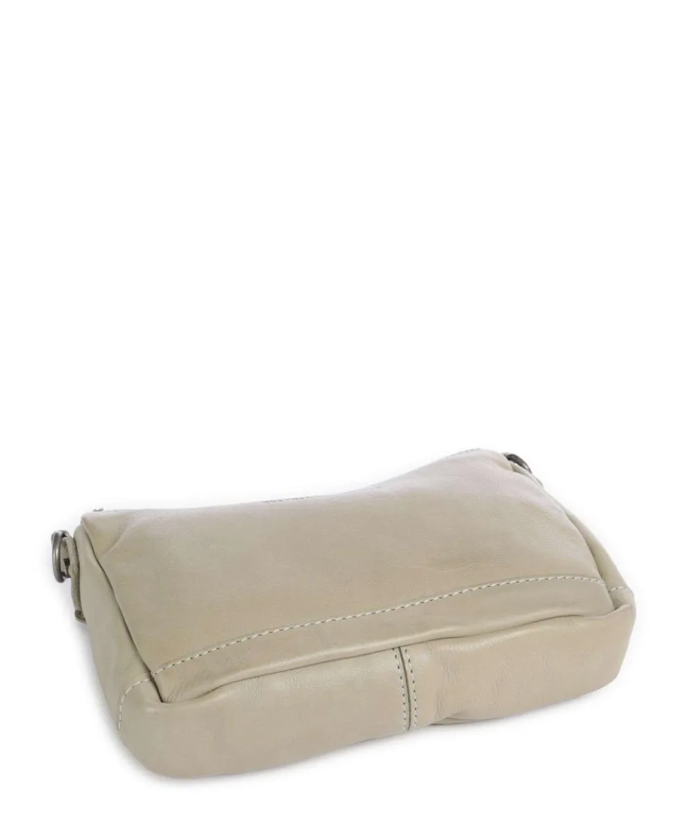 Washed Waxed Cow Irving Schultertasche genarbtes Rindsleder beige