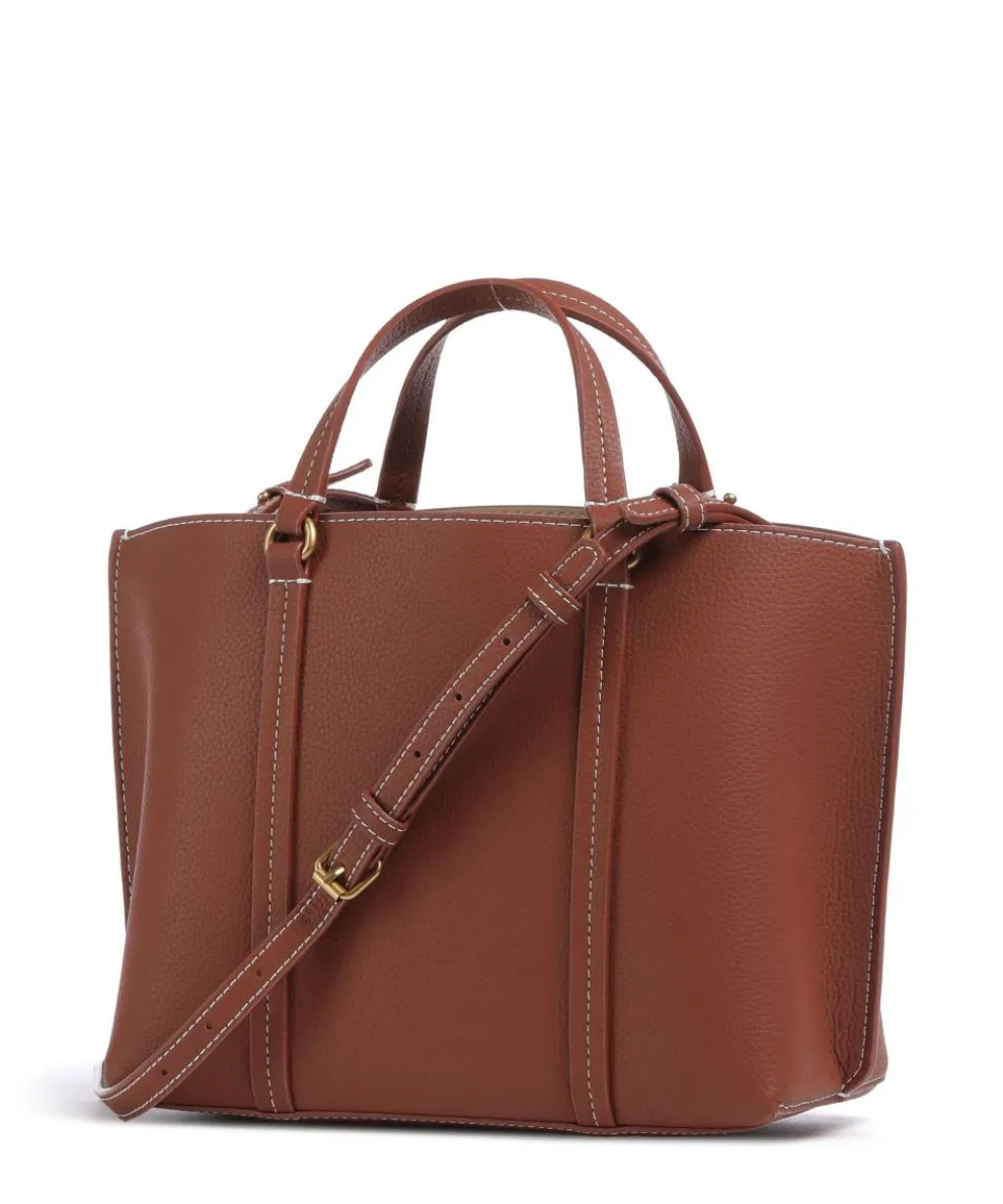 Carrie Classic Handtasche genarbtes Leder rotbraun