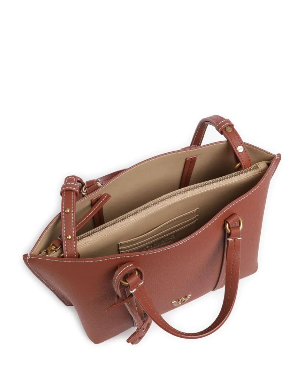 Carrie Classic Handtasche genarbtes Leder rotbraun