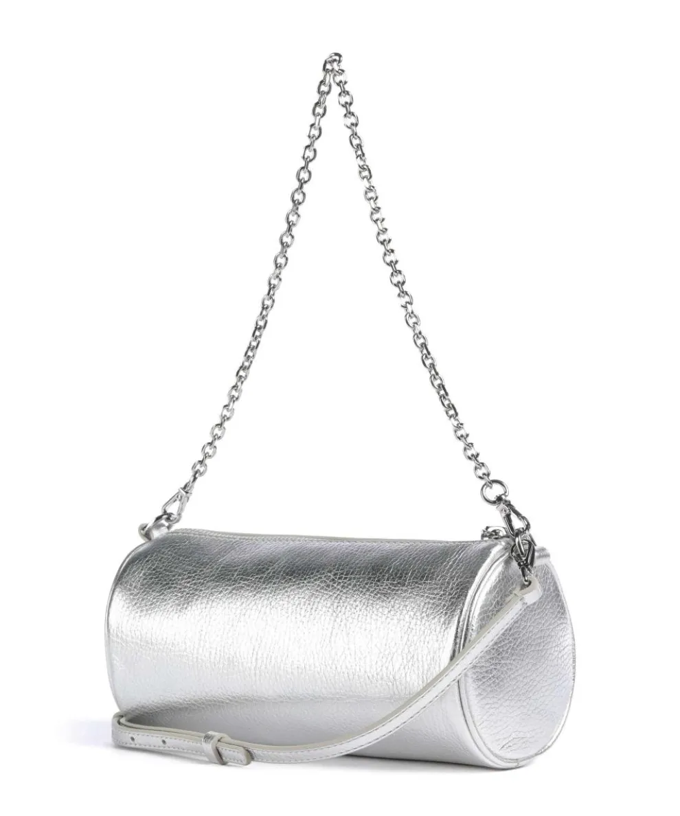Aura Schultertasche Leder silber