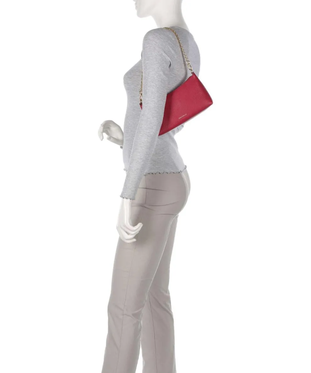 Aura Schultertasche genarbtes Leder rot