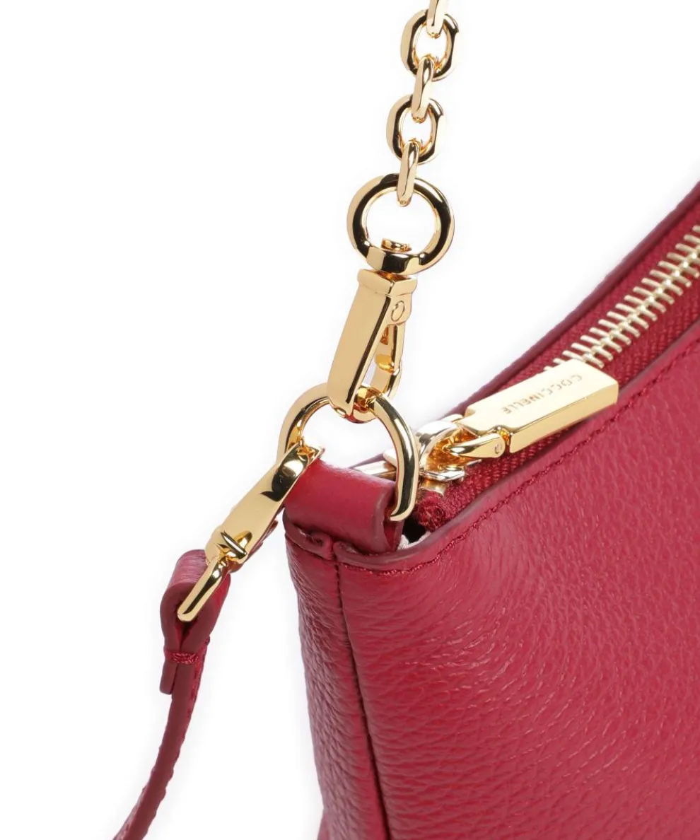 Aura Schultertasche genarbtes Leder rot
