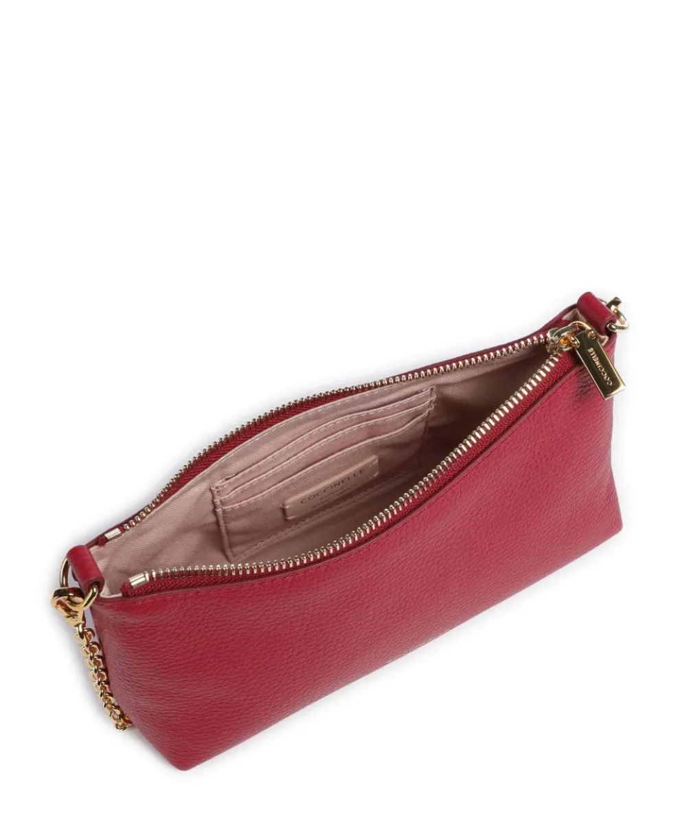 Aura Schultertasche genarbtes Leder rot