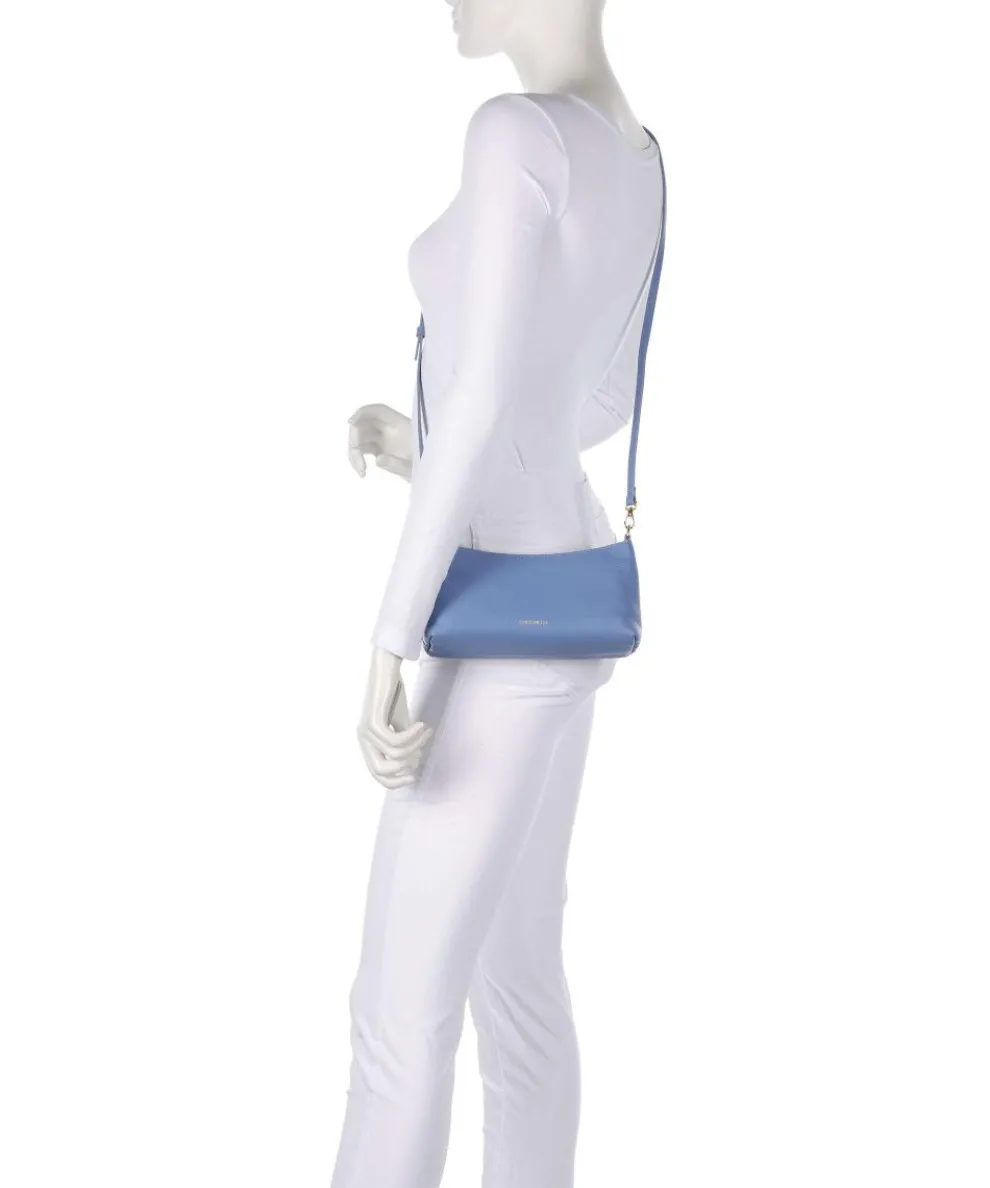 Aura Schultertasche genarbtes Leder blau