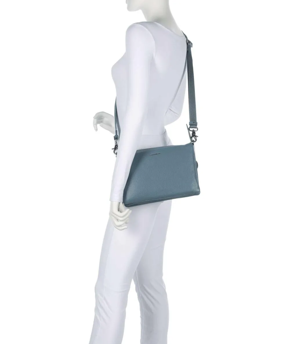 Mellow Leather Umhängetasche genarbtes Kalbsleder blaugrau