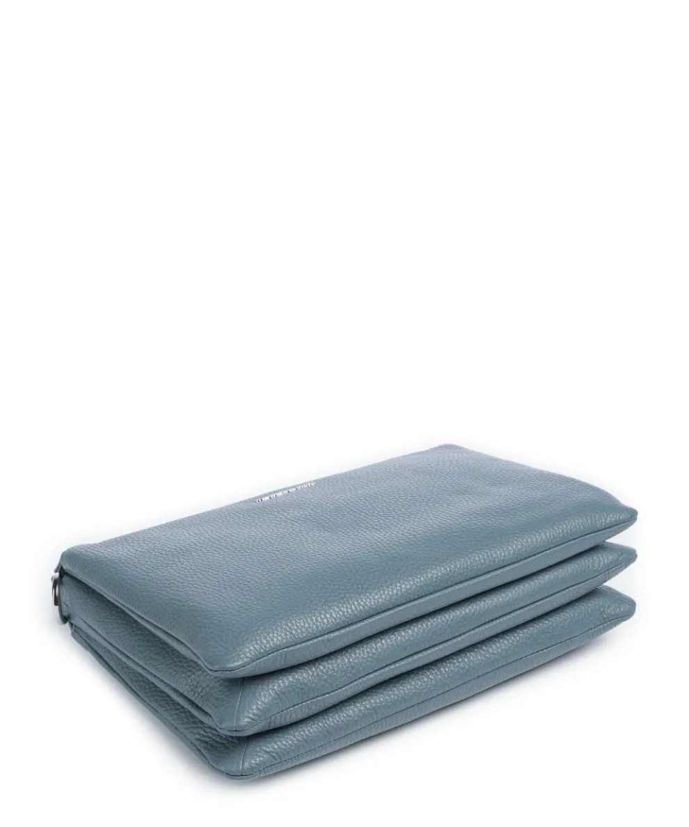 Mellow Leather Umhängetasche genarbtes Kalbsleder blaugrau