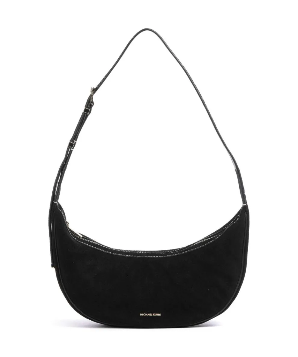 Avra Schultertasche aufgerautes Kalbsleder schwarz