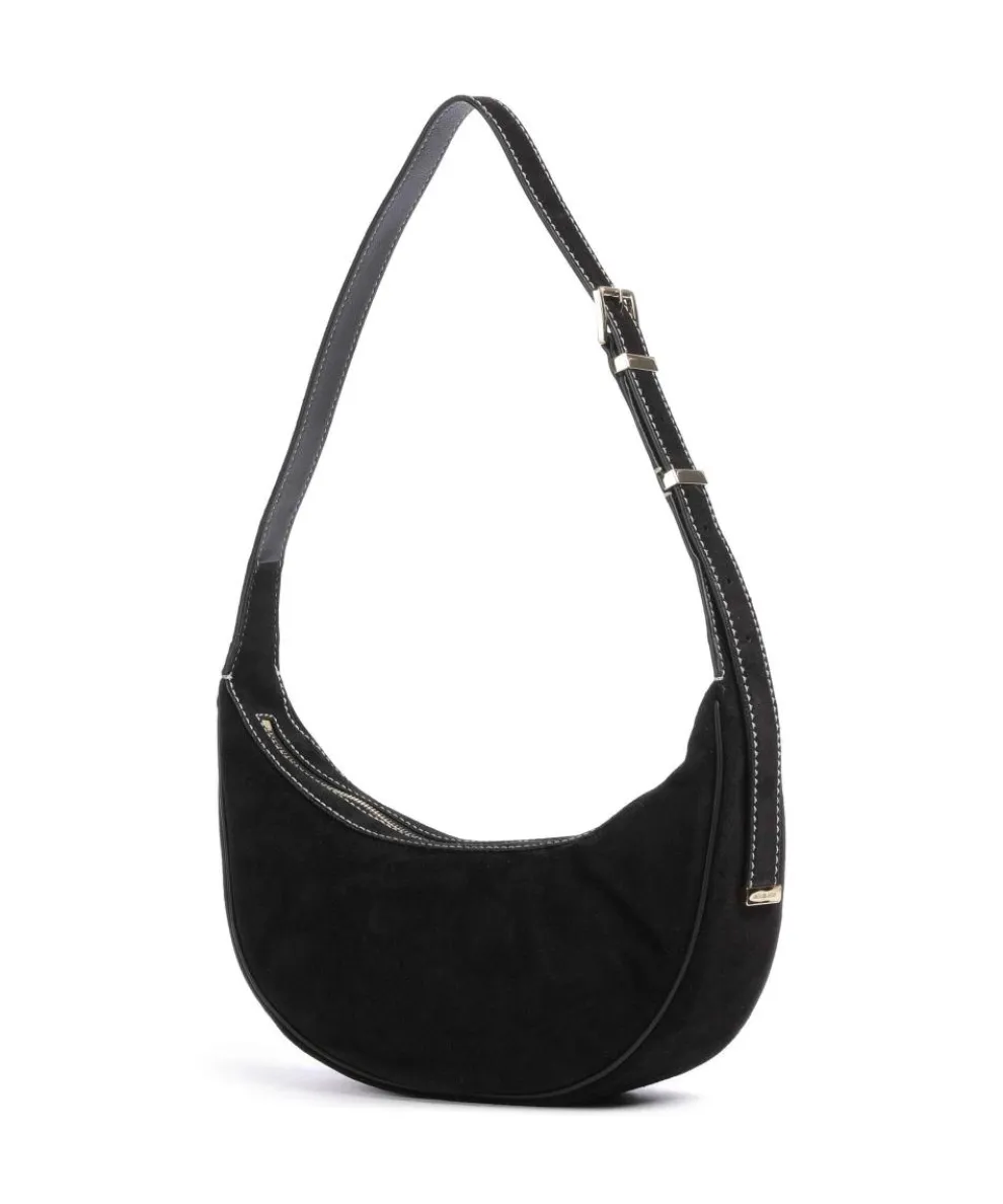 Avra Schultertasche aufgerautes Kalbsleder schwarz