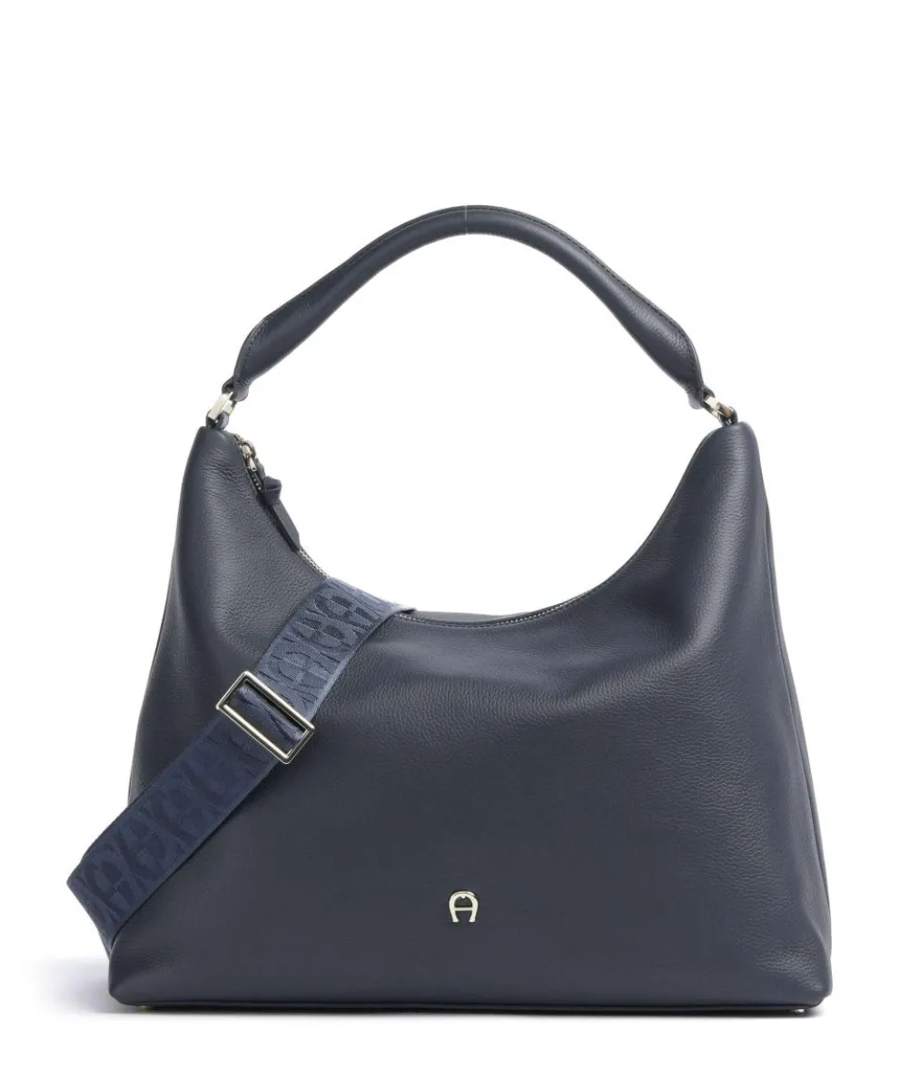 Zita M Beuteltasche genarbtes Rindsleder dunkelblau