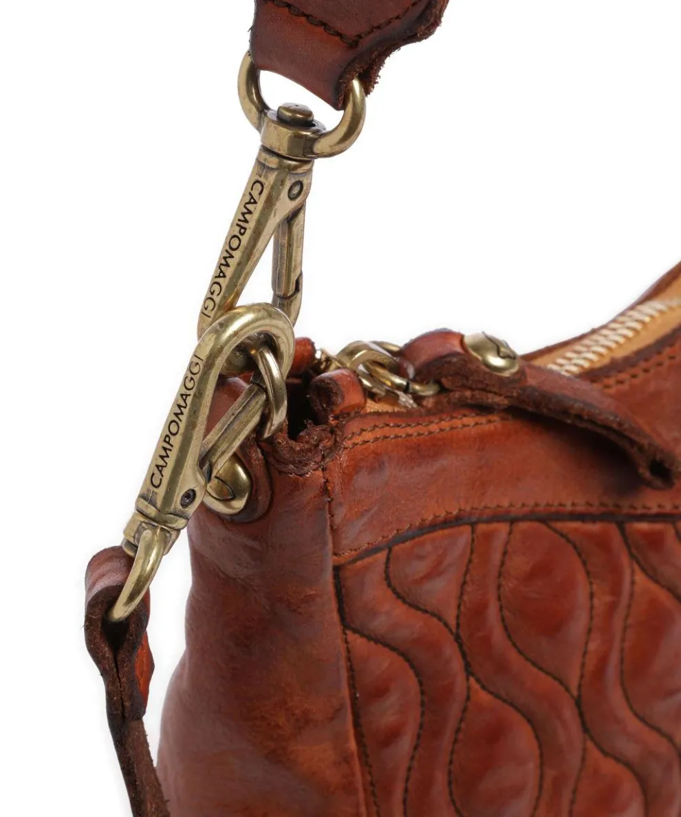 Schultertasche genarbtes Rindsleder cognac