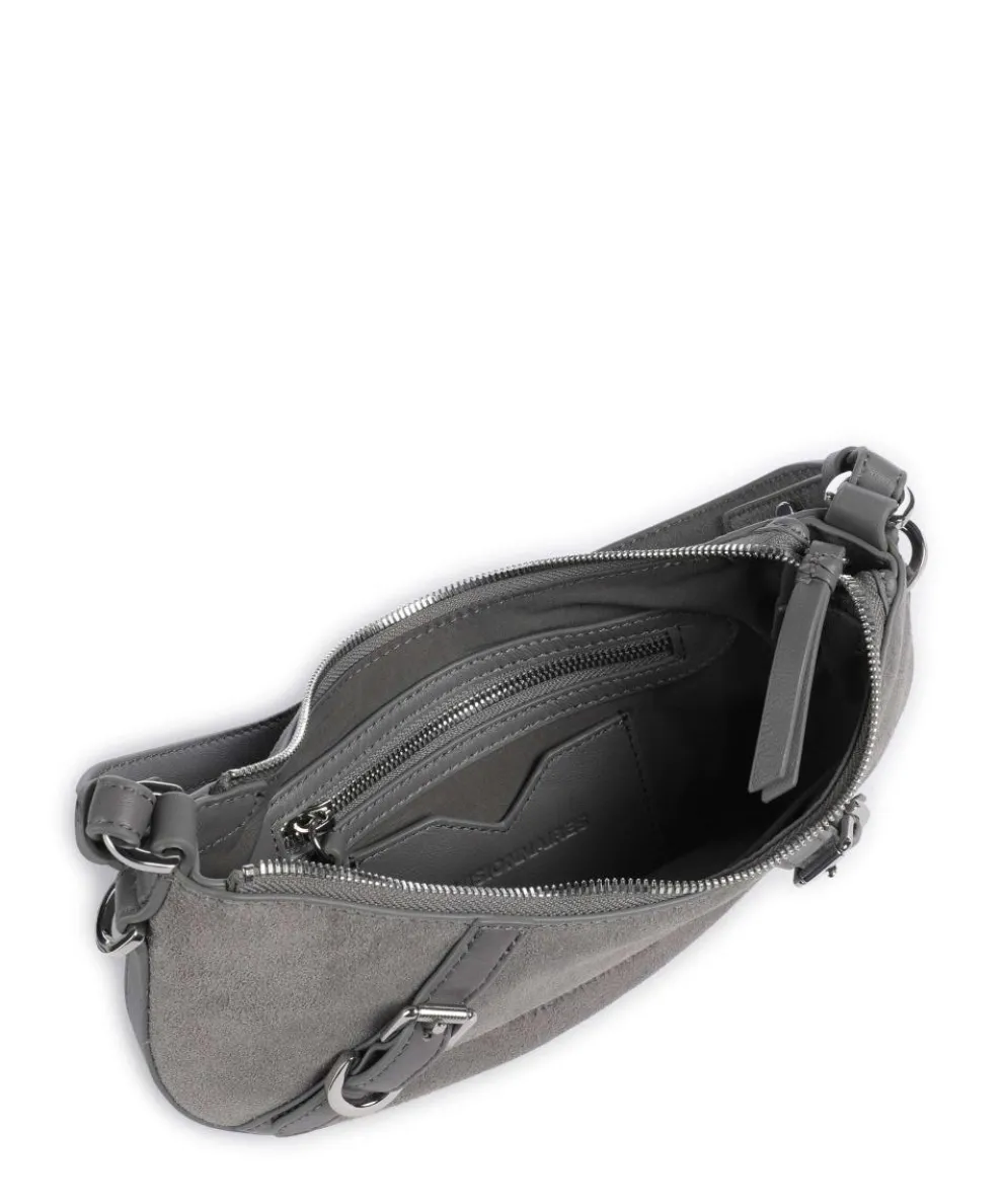 Enya Cozy Mini Schultertasche aufgerautes Leder grau