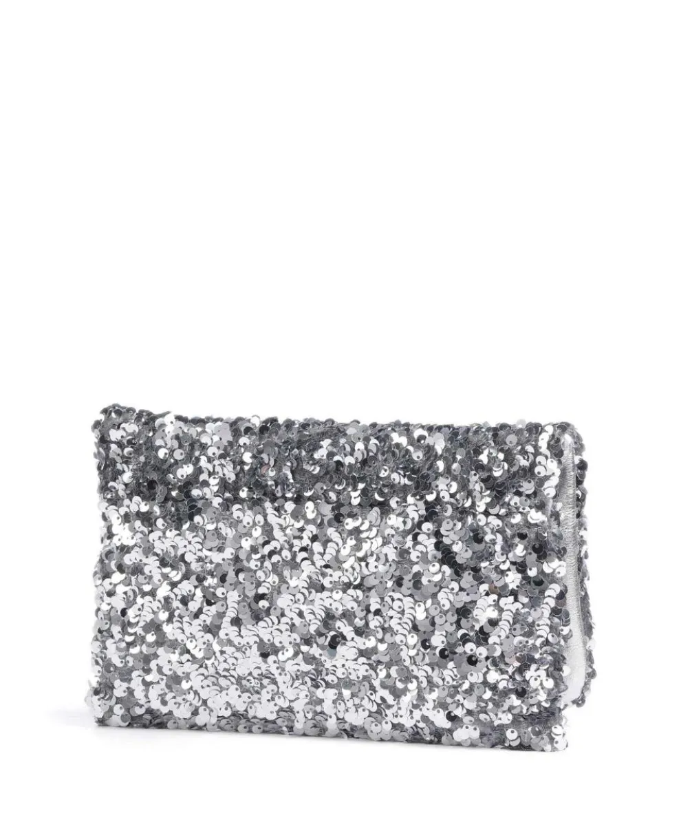 Sequins Clutch Rindsleder silber