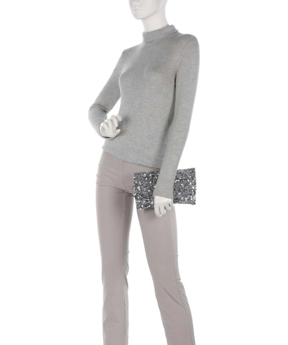 Sequins Clutch Rindsleder silber