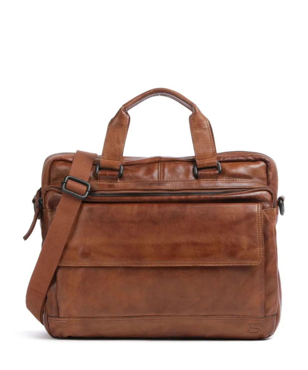 Apache Aktentasche 15″ genarbtes Leder cognac