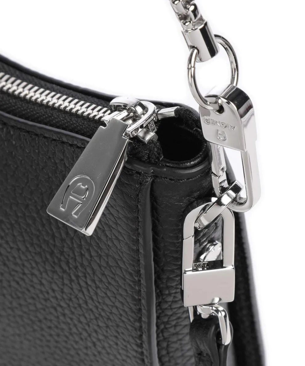 Ivy S Schultertasche genarbtes Rindsleder schwarz