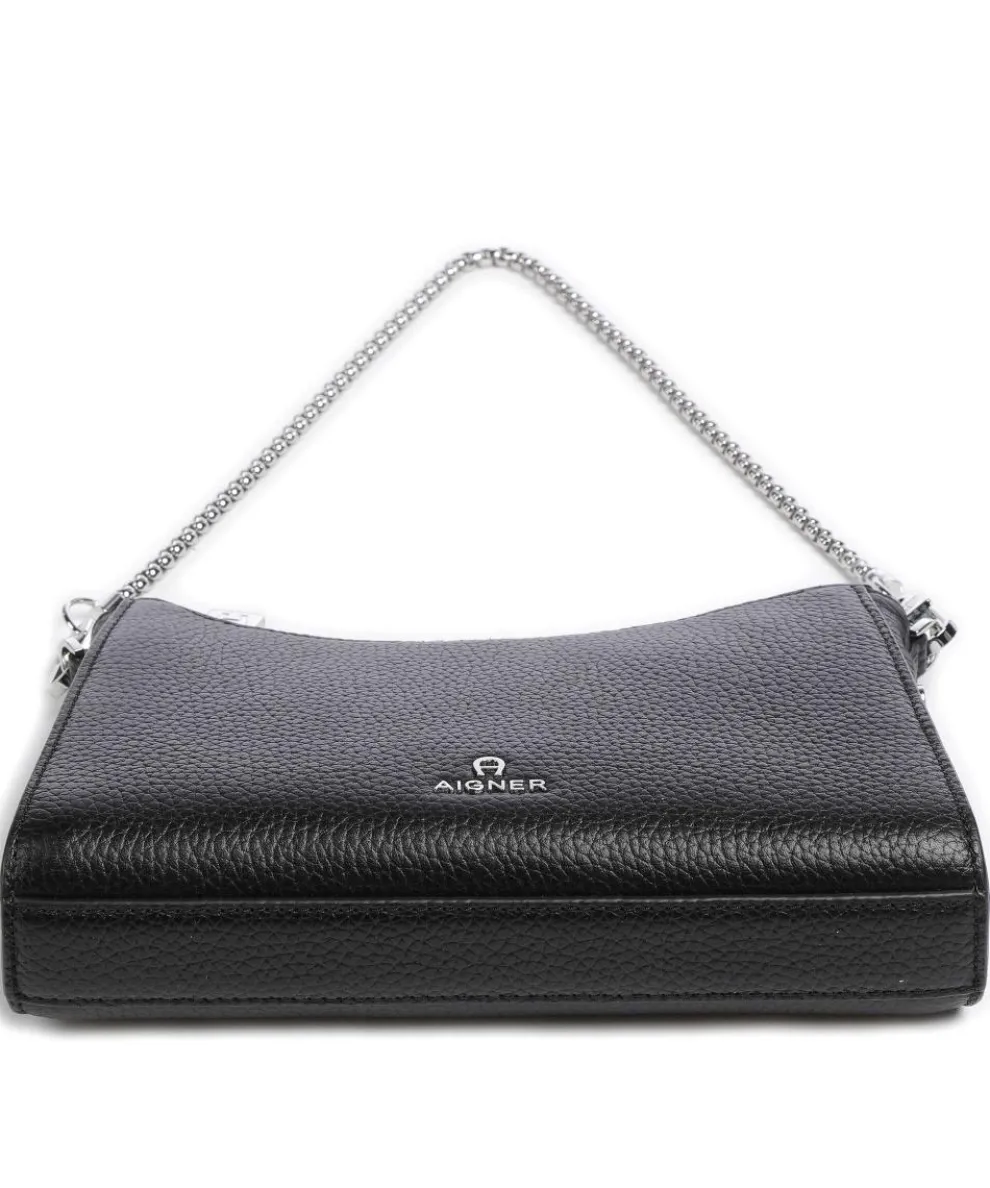 Ivy S Schultertasche genarbtes Rindsleder schwarz