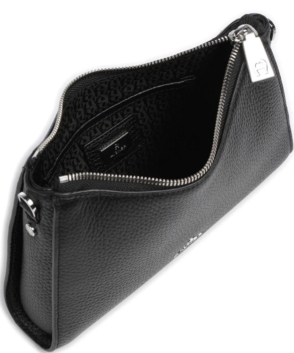 Ivy S Schultertasche genarbtes Rindsleder schwarz