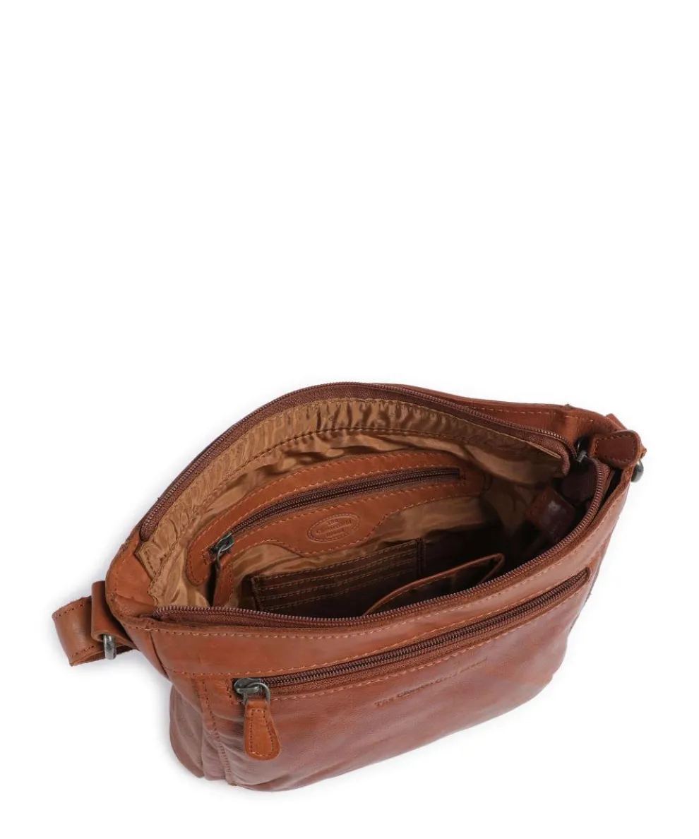 Washed Waxed Cow Aston Umhängetasche genarbtes Rindsleder cognac