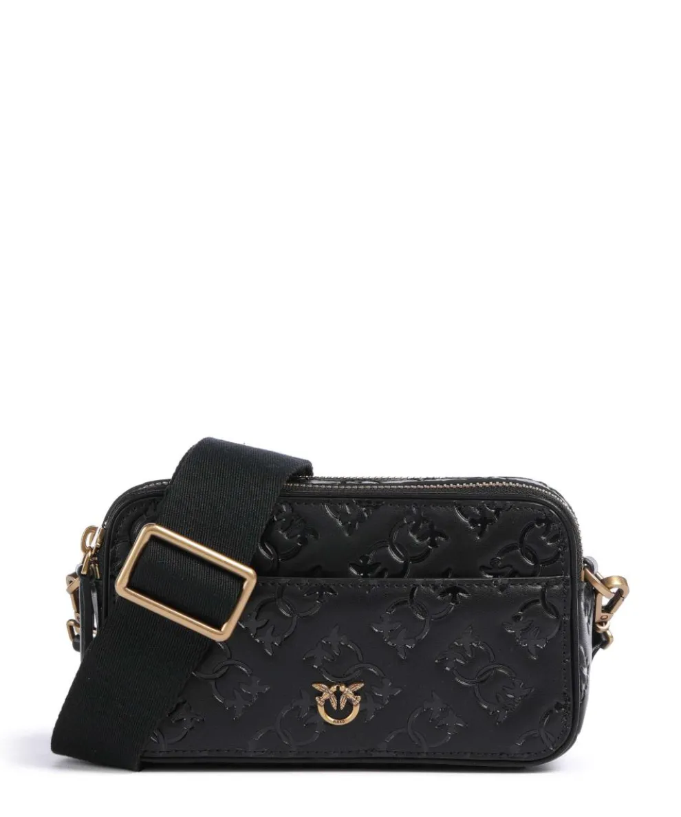 Mini Umhängetasche geprägtes Kalbsleder schwarz