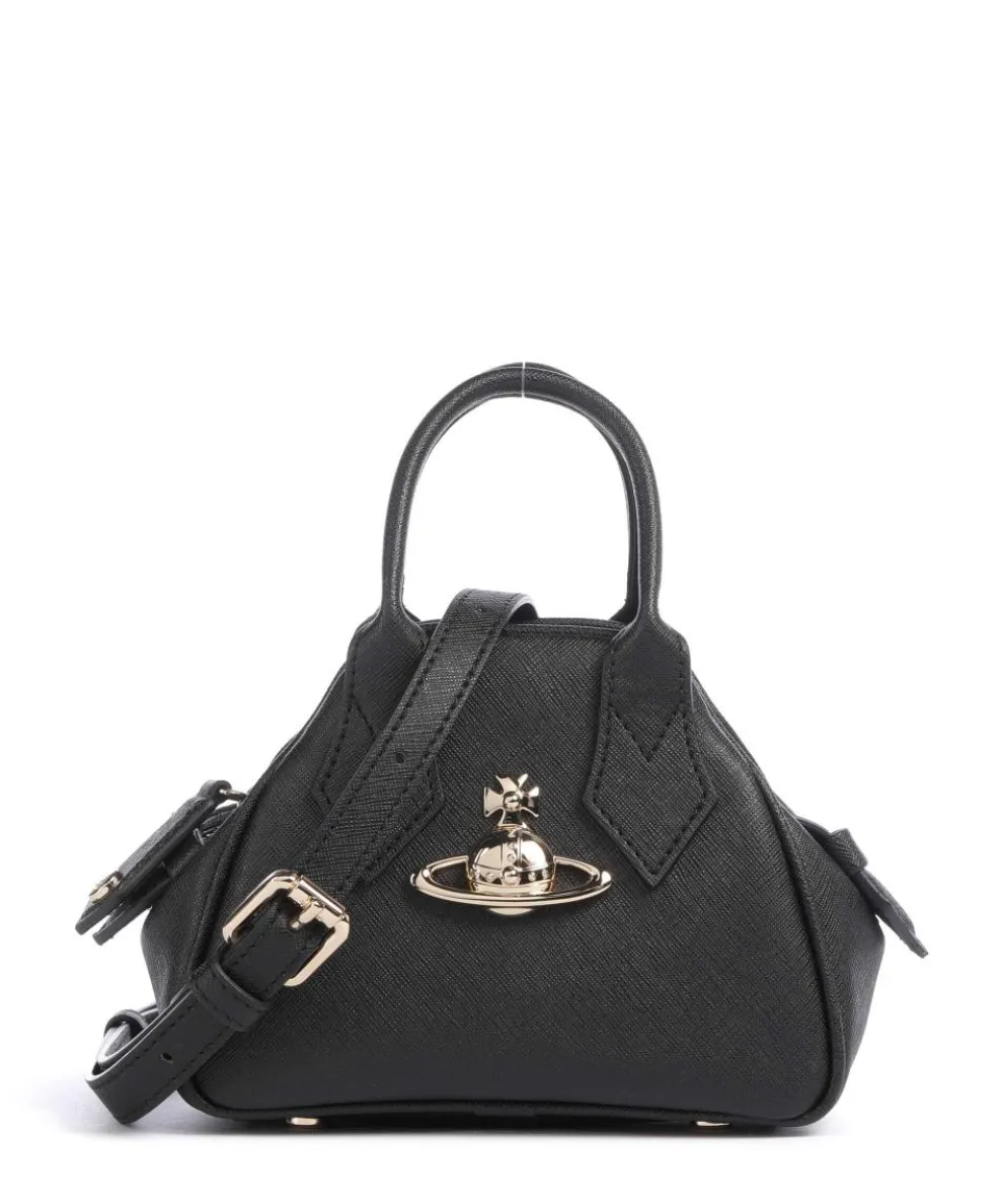 Yasmine Saffiano Mini Umhängetasche Lederimitat schwarz