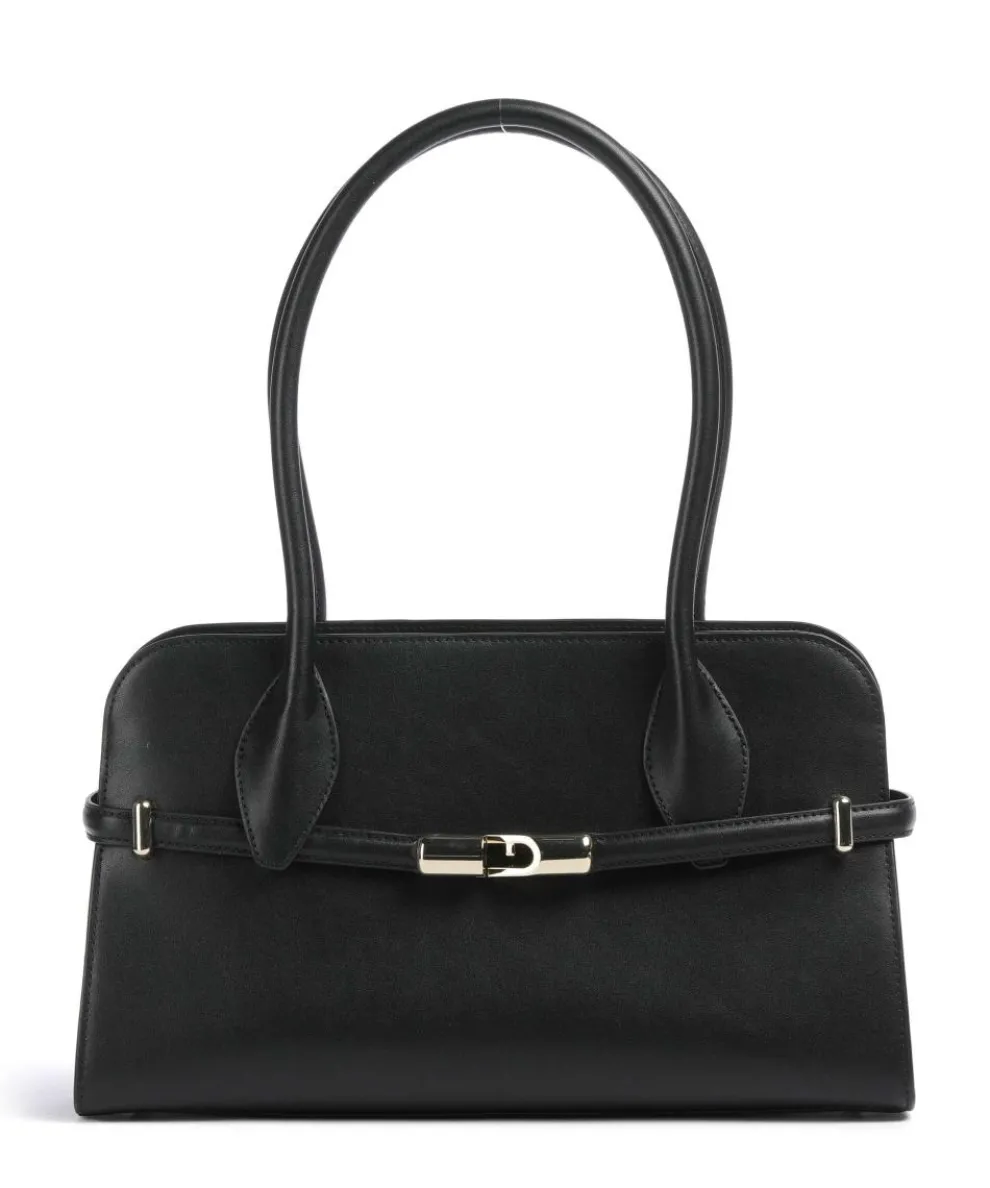 Goccia M Schultertasche fein genarbtes Kalbsleder schwarz