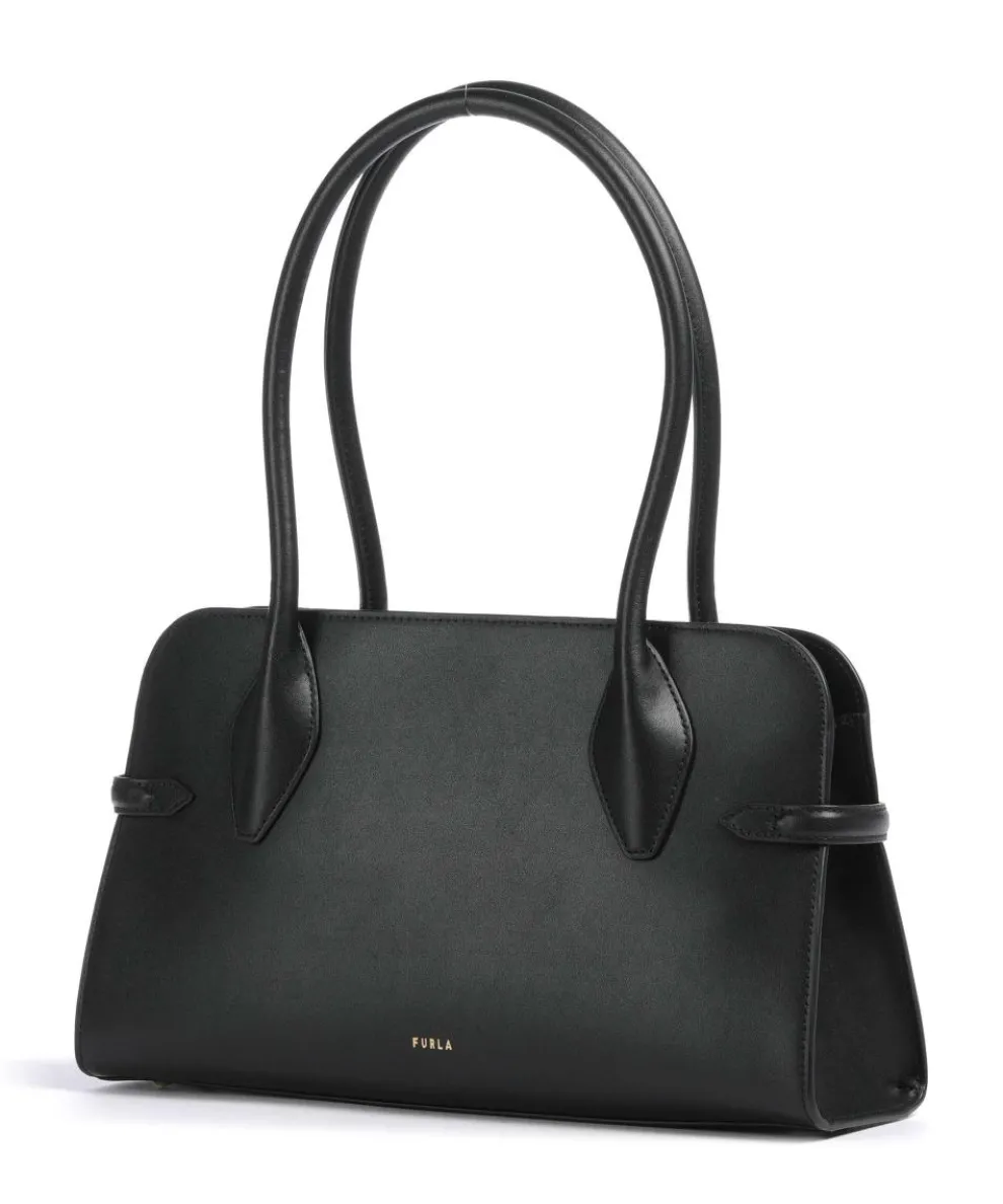 Goccia M Schultertasche fein genarbtes Kalbsleder schwarz